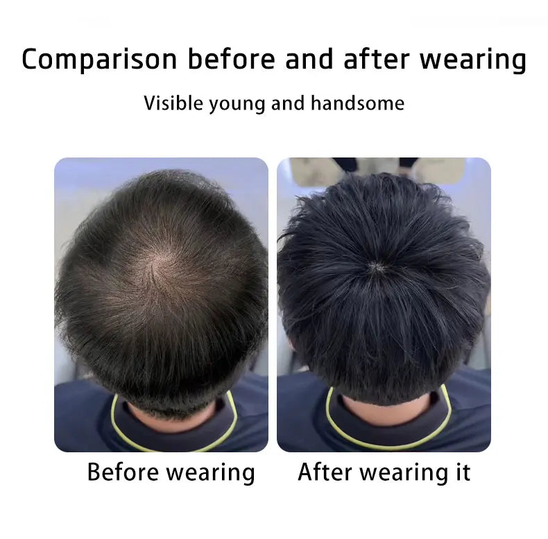 Mens Human Hair Natural Breathable Toupee