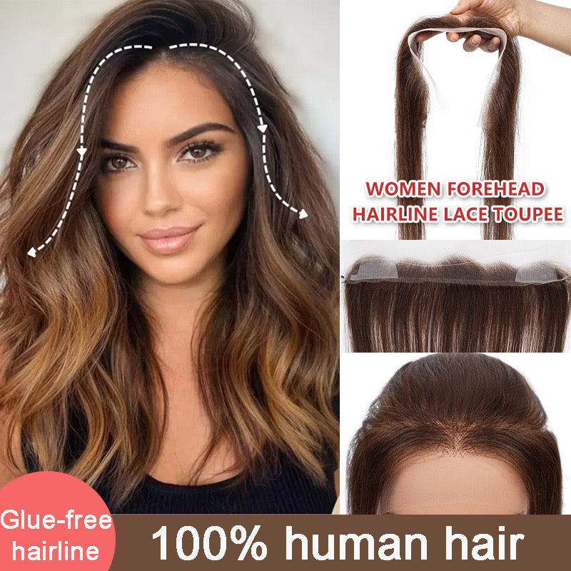 Glue-free human hair hairline topper