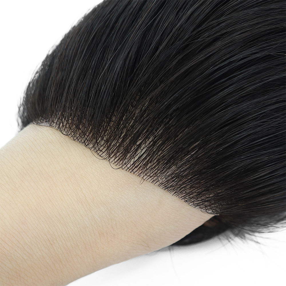 0.06mm Straight Man Toupee V Style Frontal Hairline For Men