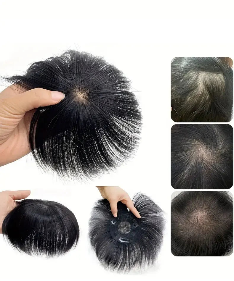 Mens Human Hair Natural Breathable Toupee