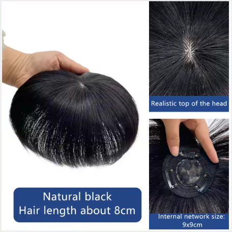 Mens Human Hair Natural Breathable Toupee